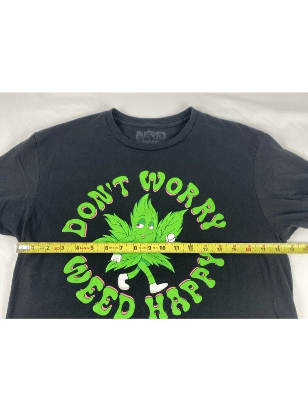 Rebel Society Size M Unisex "Don't Worry ~ Weed Happy" Black T-Shirt 100% Cotton - Picture 6 of 12